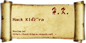 Hack Klára névjegykártya