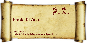 Hack Klára névjegykártya